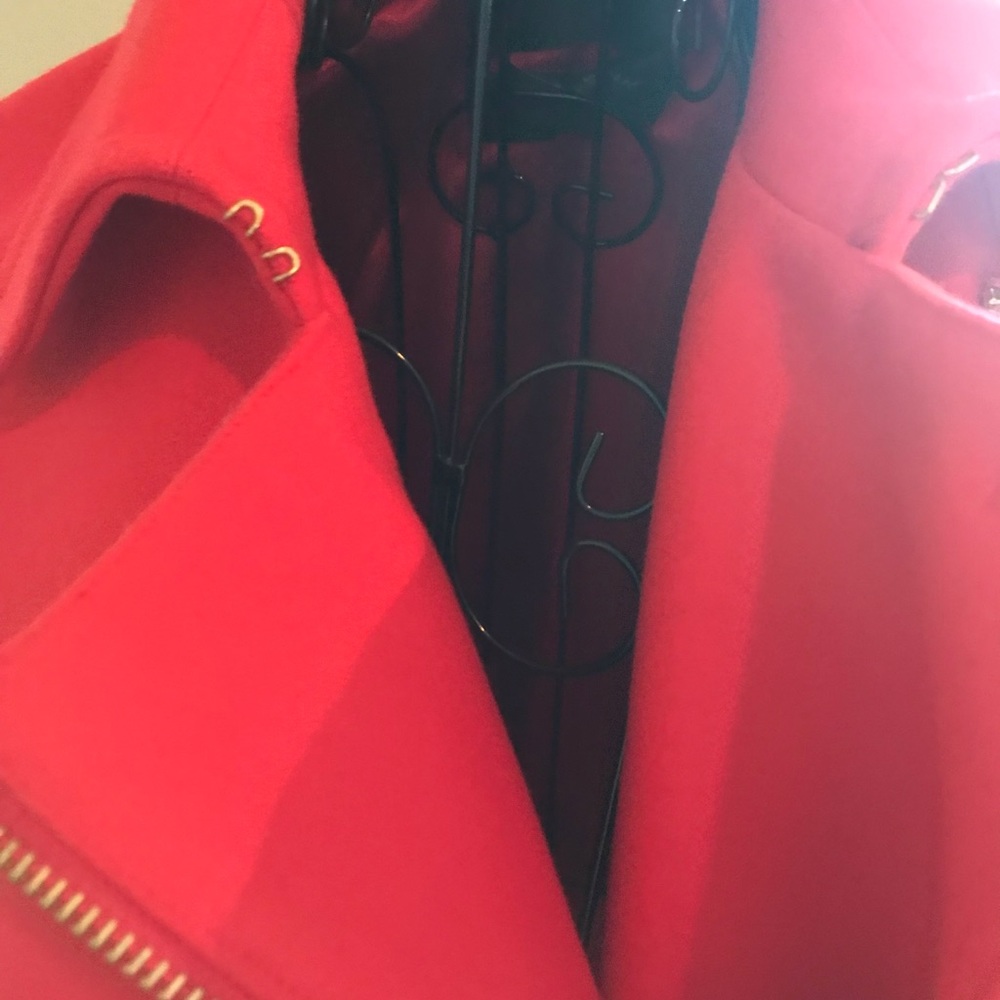 J Crew Melton Wool Red Women's Coat Size 00 - Picture 7 of 8